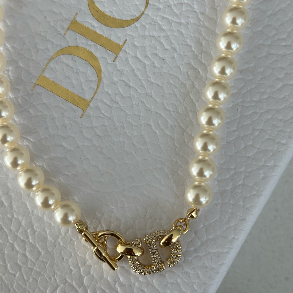 Dior Cream Pearl Necklace with Gold Clasp